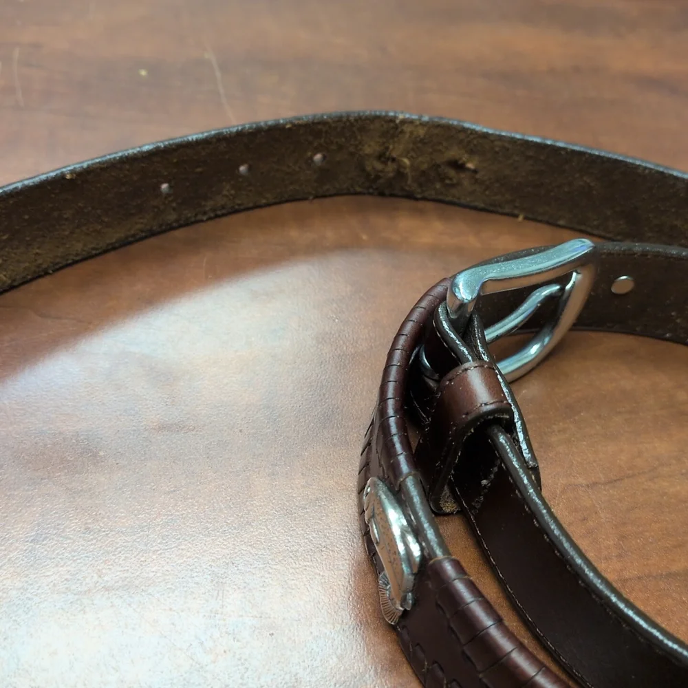 Brighton Dark Brown Leather Belt‎ with Silver Buckle